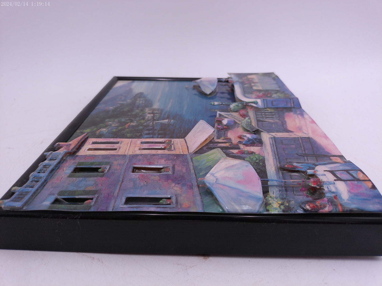 Metal Framed 3D Effect Glazed Picture of City by the Ocean