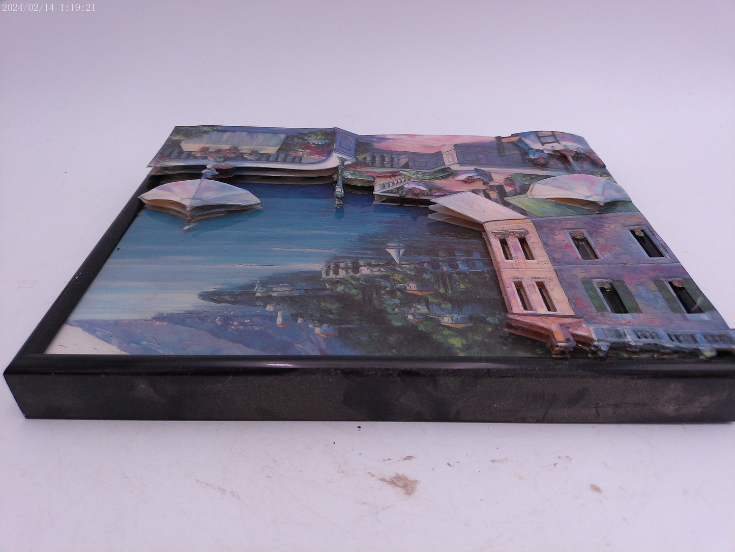 Metal Framed 3D Effect Glazed Picture of City by the Ocean