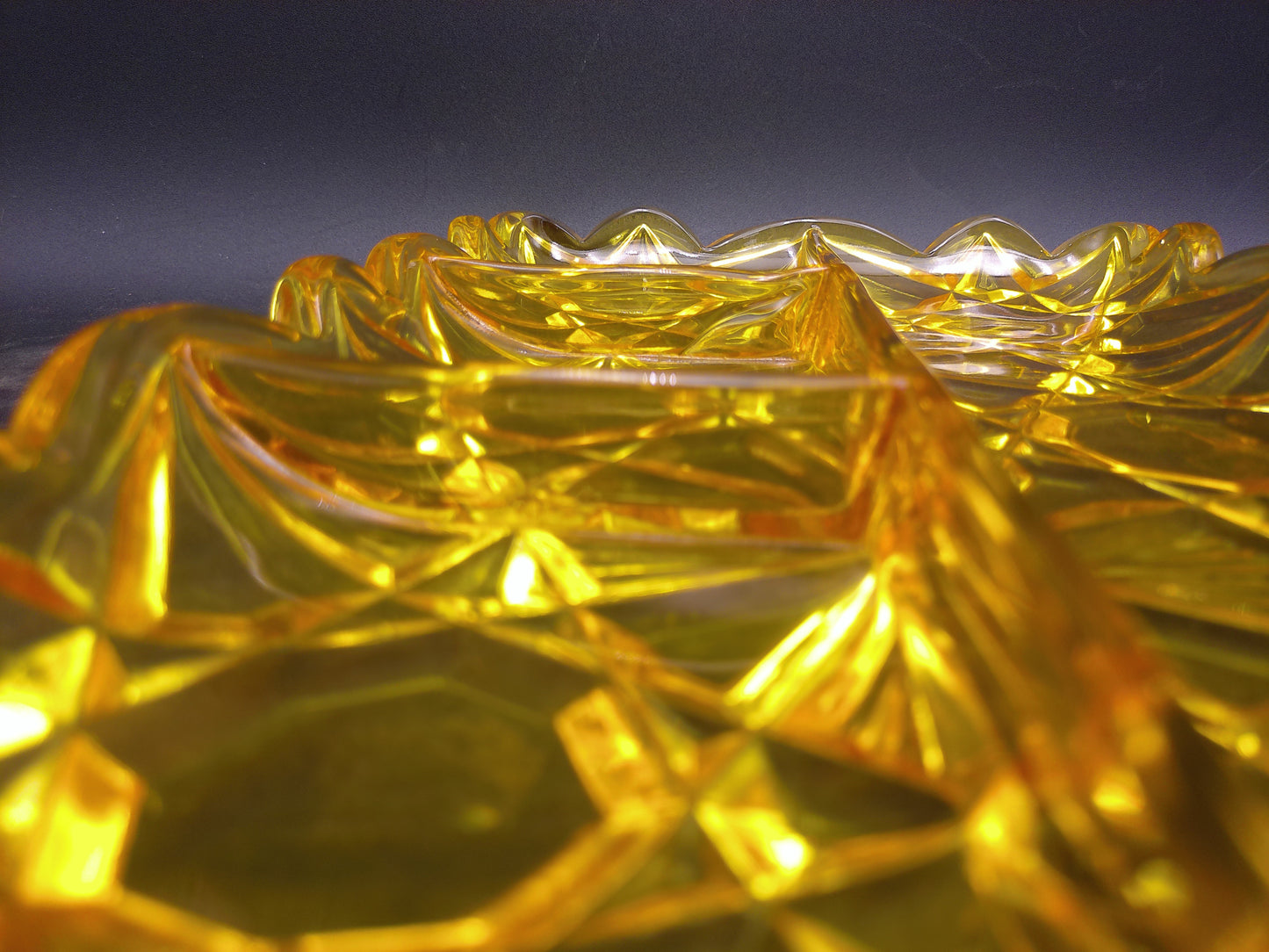 Glass Dish Divided chips and dip Trays Yellow dish 12x8x1.5