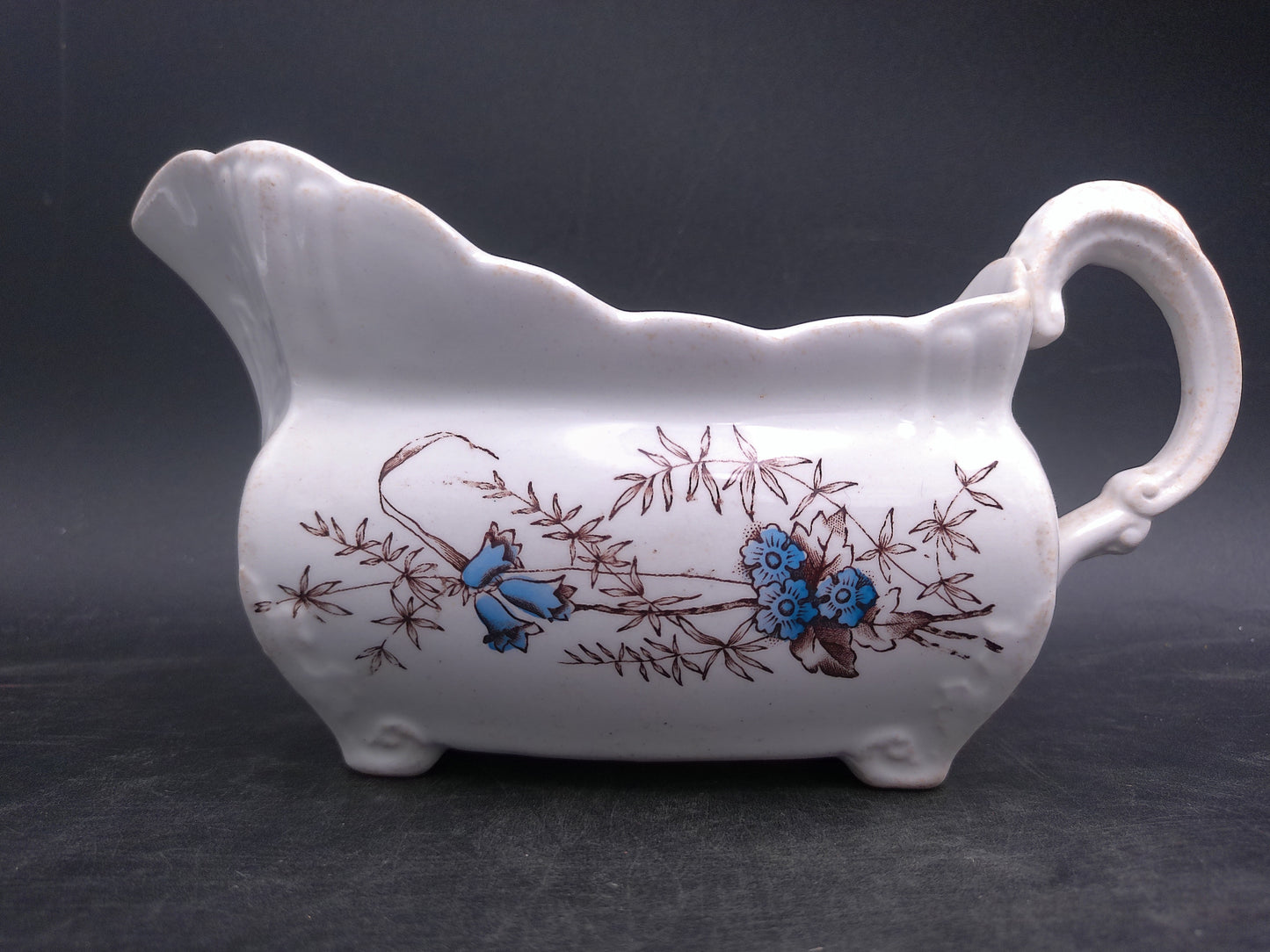 John Edwards Fenton England Floral Design Gravy Sauce Boat Antique