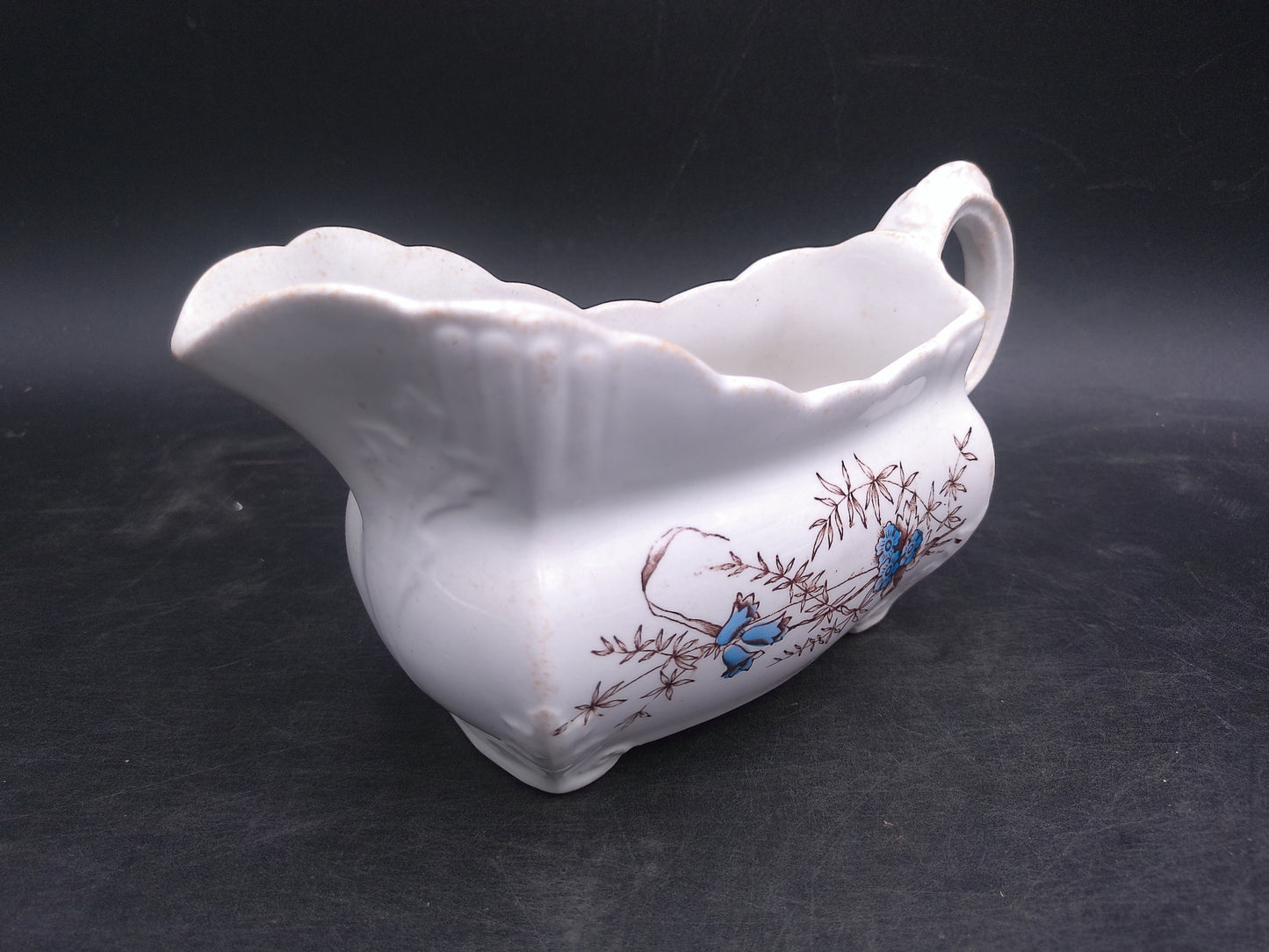 John Edwards Fenton England Floral Design Gravy Sauce Boat Antique