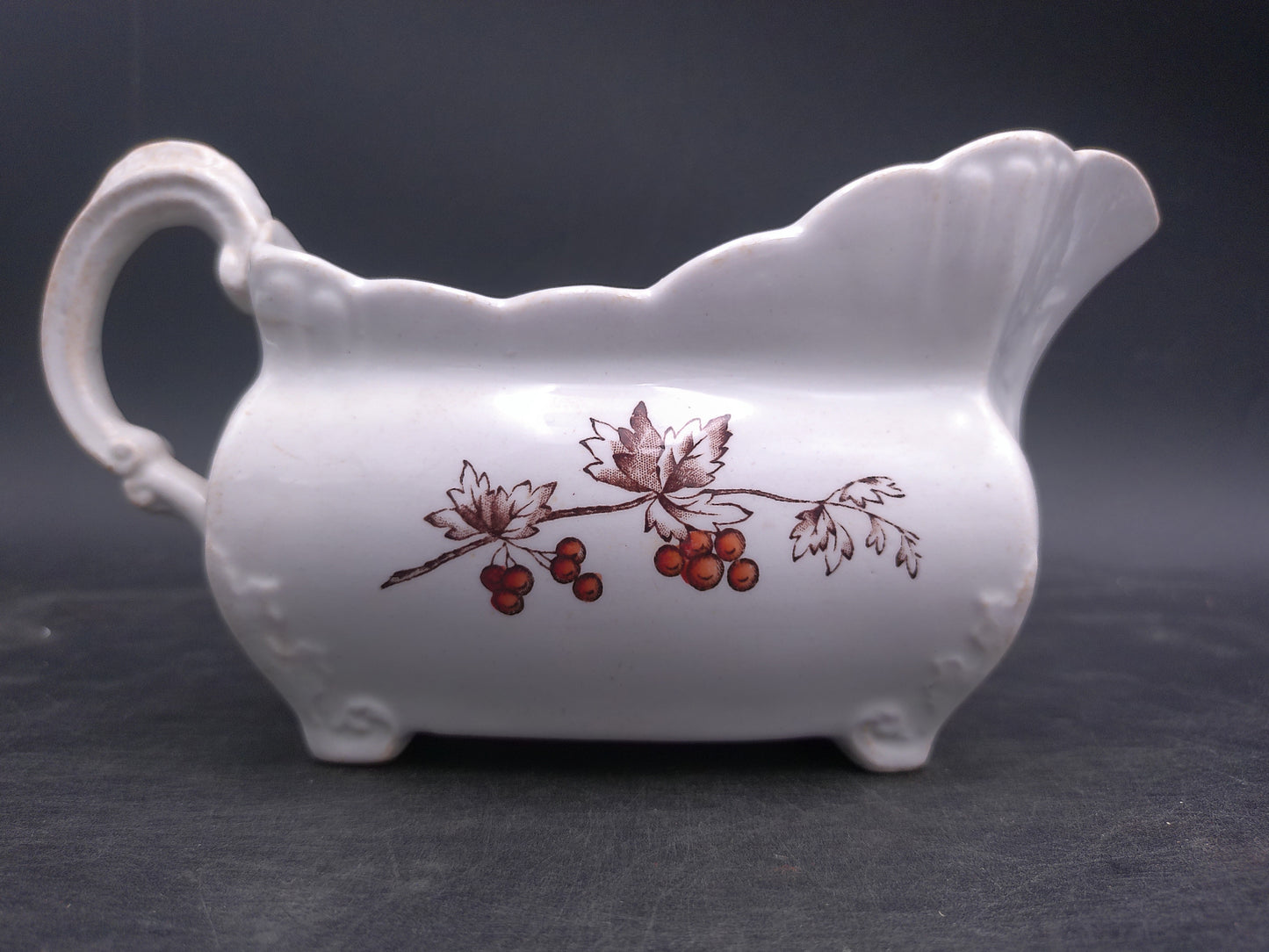 John Edwards Fenton England Floral Design Gravy Sauce Boat Antique