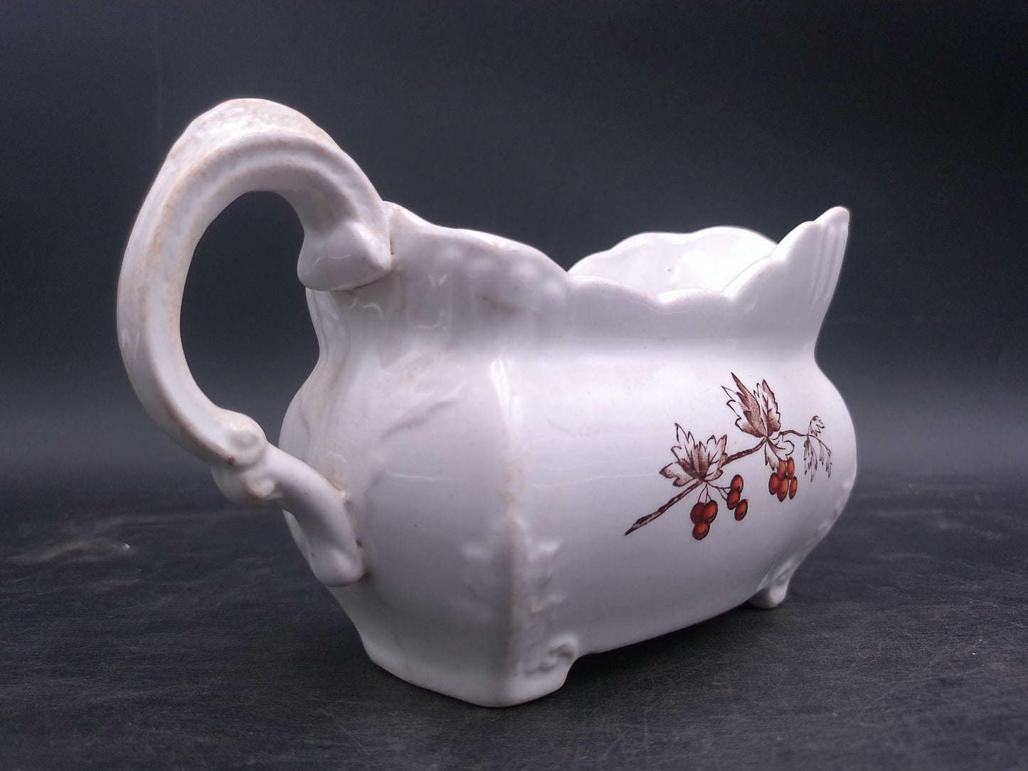 John Edwards Fenton England Floral Design Gravy Sauce Boat Antique