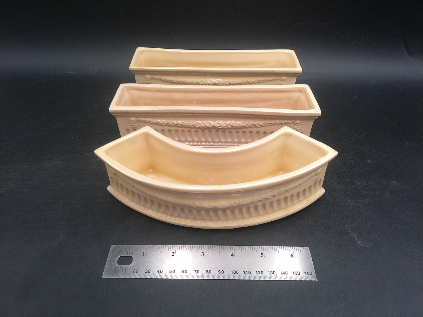 Roseville Beige  Pottery Planter Set of 3