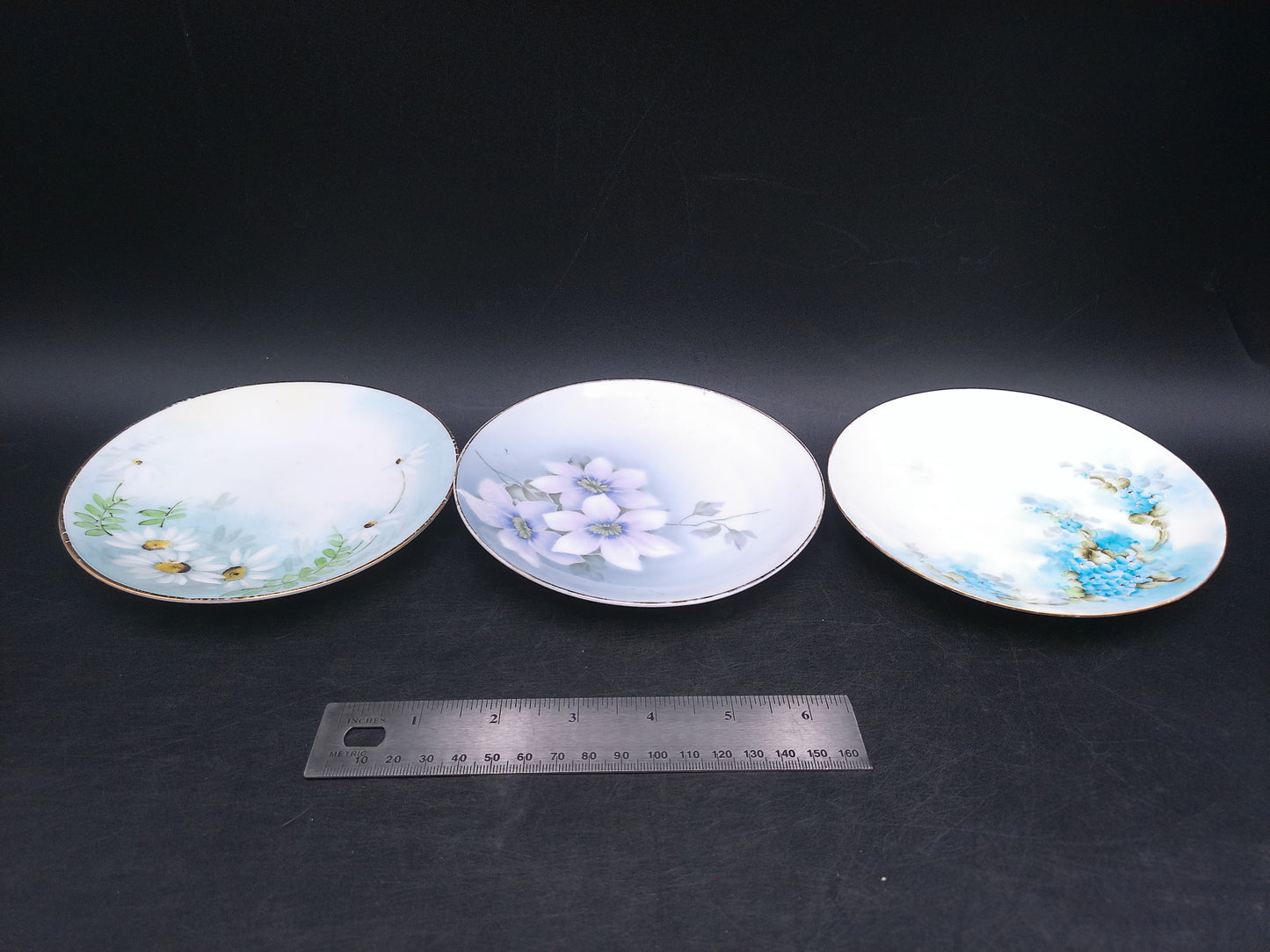 Porcelain Plate w/ Painted White Flowers From Bavaria Gold Rim 3 brands