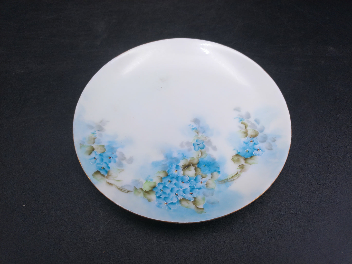 Porcelain Plate w/ Painted White Flowers From Bavaria Gold Rim 3 brands