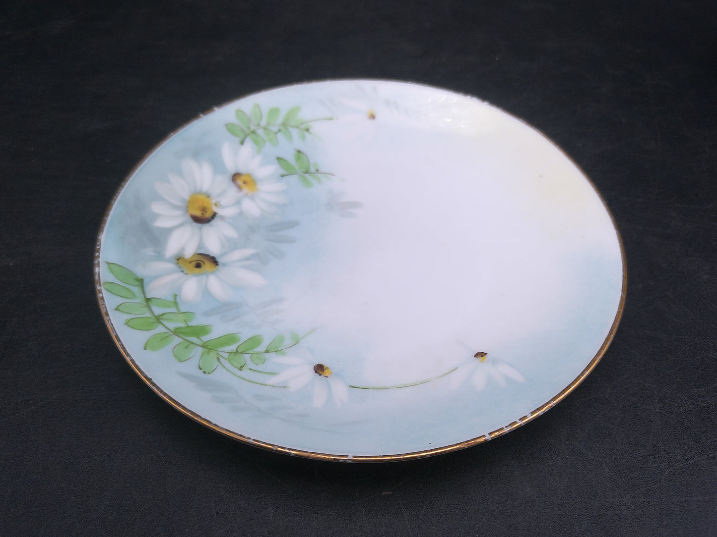 Porcelain Plate w/ Painted White Flowers From Bavaria Gold Rim 3 brands