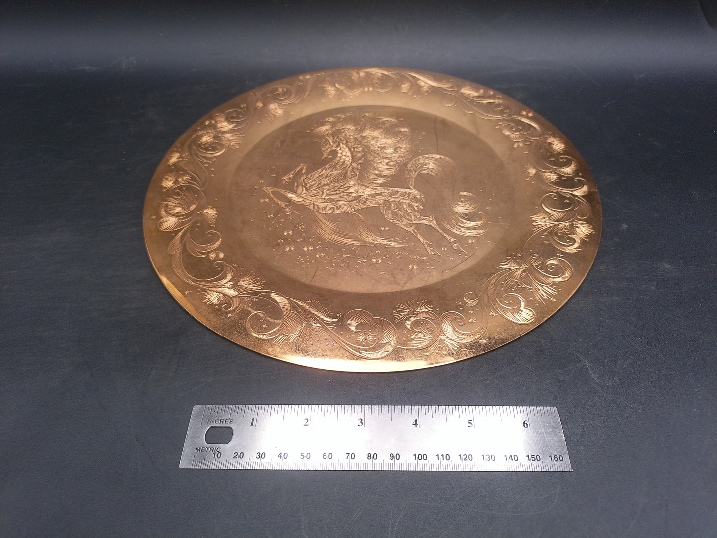Sascha Brastoff Plate Limited Edition 299 /15000  18k Gold Gilt Brass