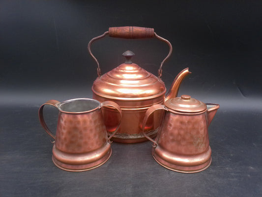 Copper Coffee Pot and Pitcher and Cup Mug Vintage