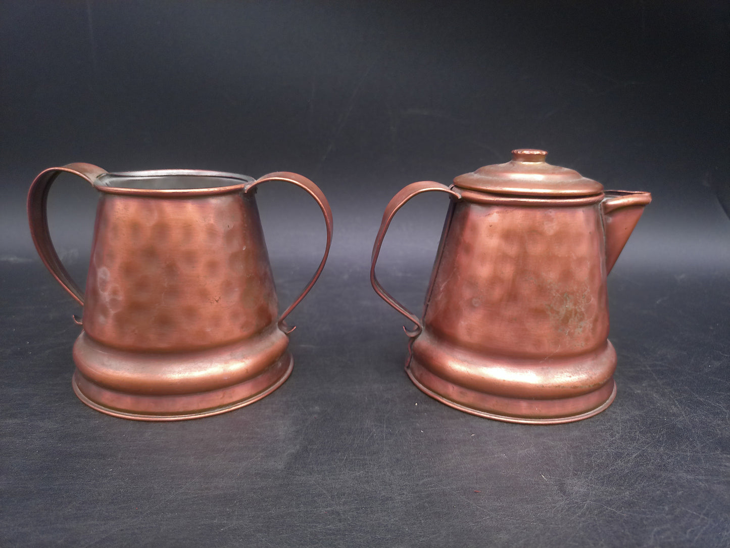 Copper Coffee Pot and Pitcher and Cup Mug Vintage