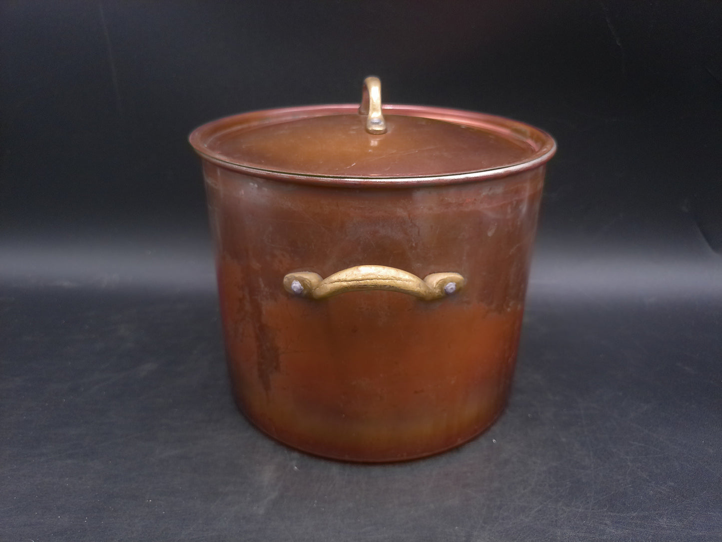 Stockpot Tin Lined Brass Handles  and Bowl Vintage