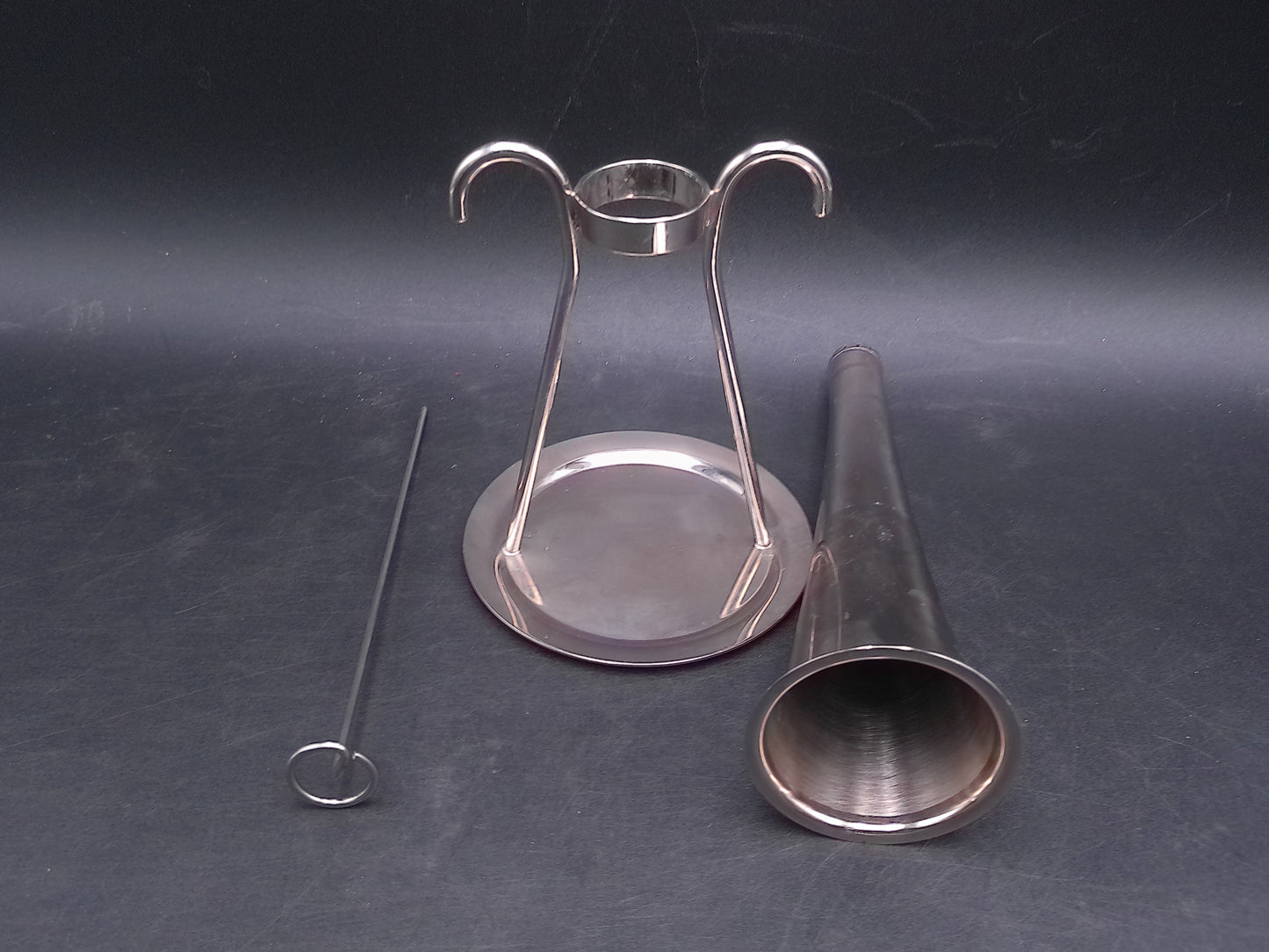 Silver Plated Wine Bar Funnel with Stand Vintage