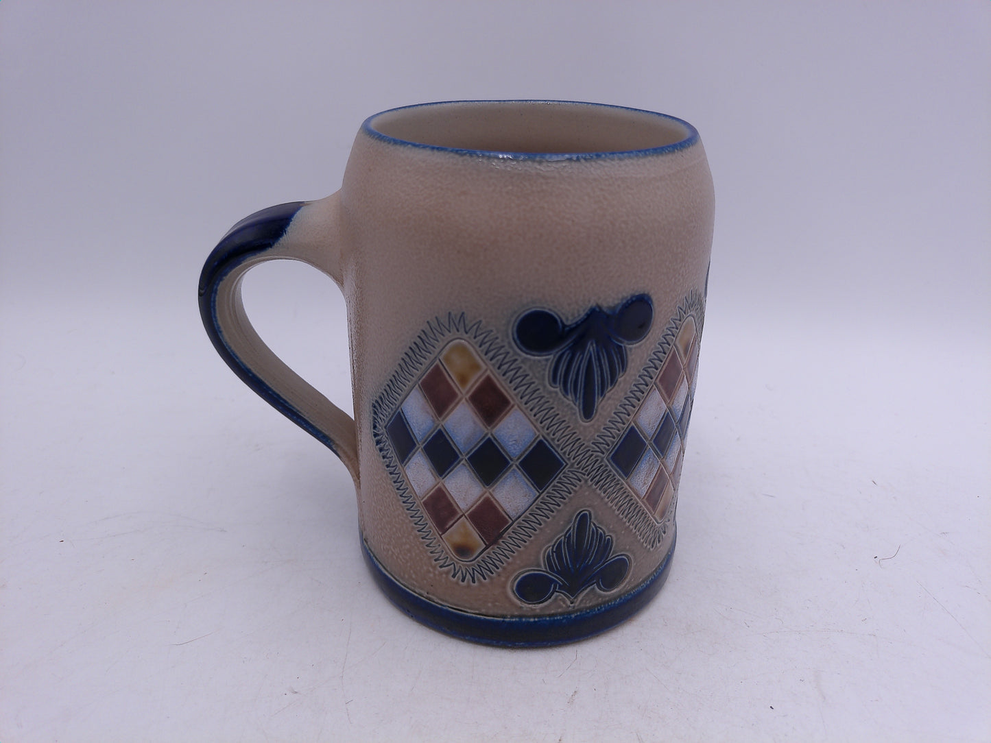 Beer Stein or Mug  0.5L Very Old Rare Antique Checkerboard Design