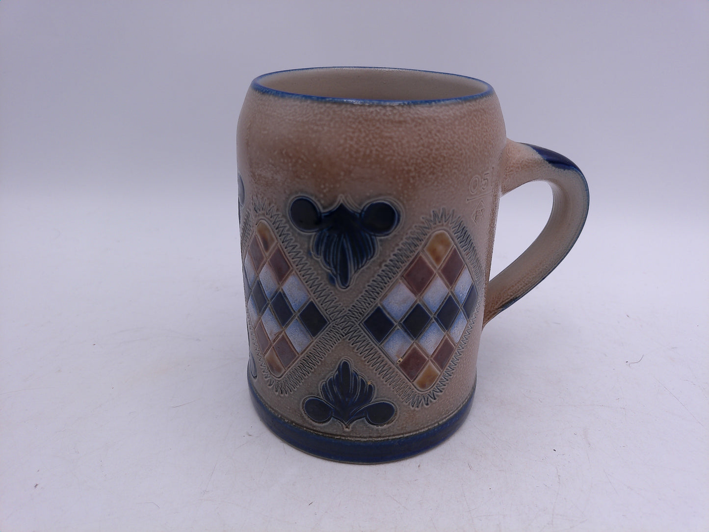 Beer Stein or Mug  0.5L Very Old Rare Antique Checkerboard Design