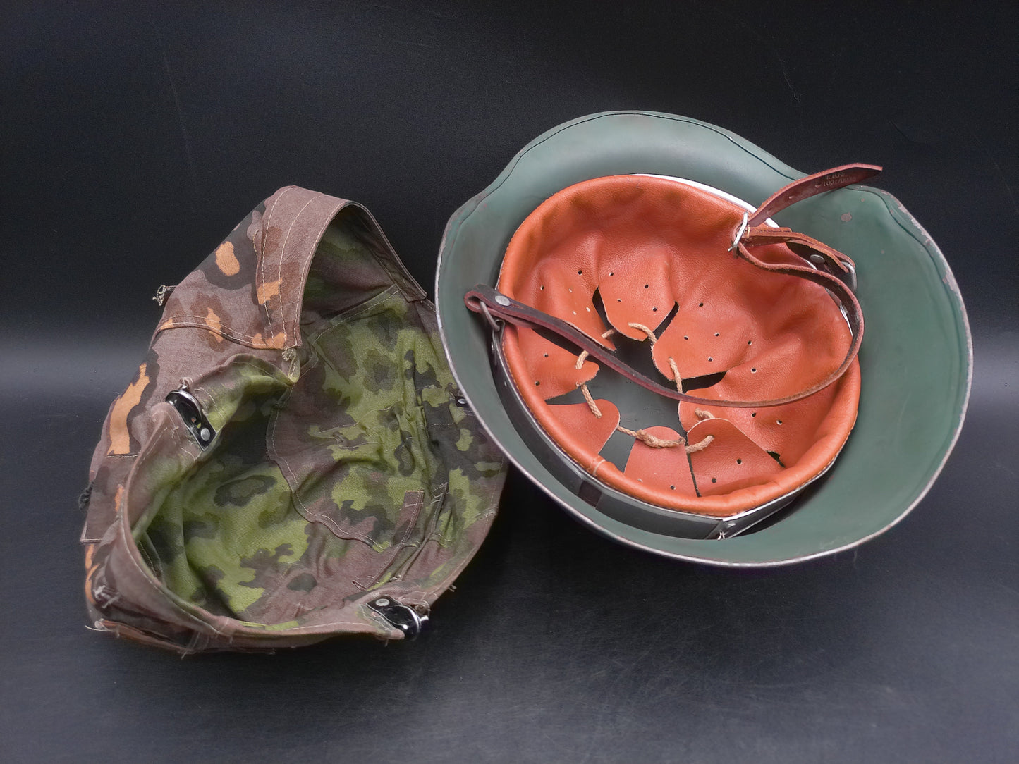 WWII Germany Solder Helmet with camoflauge Cover Good  Condition Reproduction