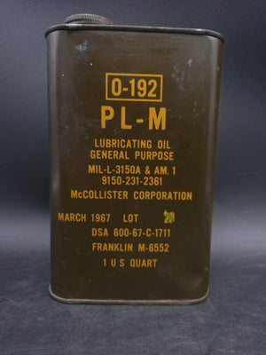 Army 0-192 Lubricating Motor Oil 1 US Quart