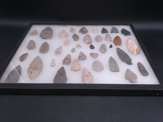 Arrowheads In Nice Display case Arrow Heads Large Unique Collection