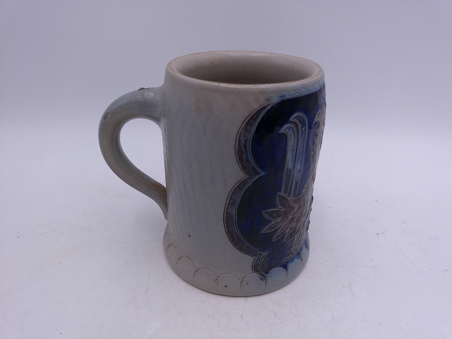 Beer Stein or Mug West Germany by Reinhold Merkelbach  0.5L Salt Glaze Cobalt Blue