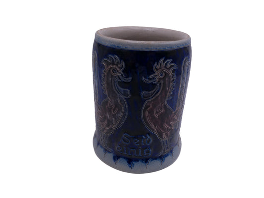 Beer Stein or Mug West Germany by Reinhold Merkelbach  0.5L Salt Glaze Cobalt Blue