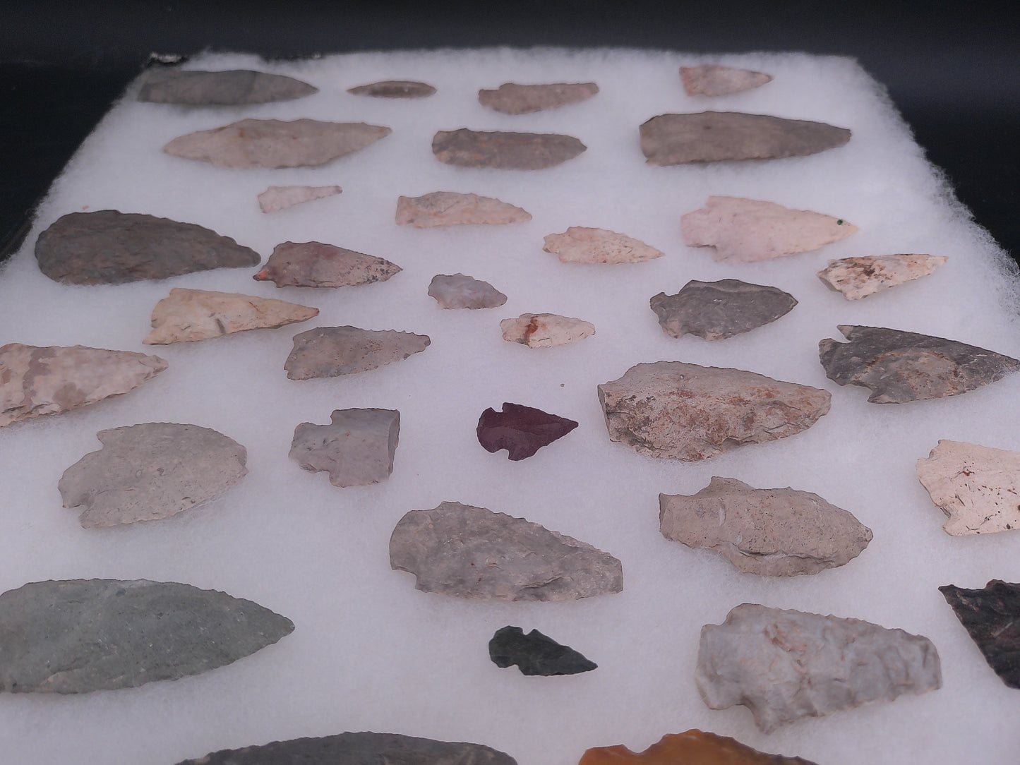 Arrowheads In Nice Display case Arrow Heads Large Unique Collection