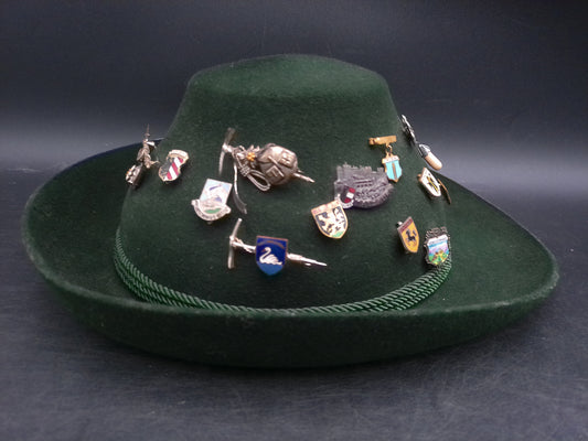 Austria German Hat with Many Decorative Pins Orginal Dreher Mayer Hut Bavarian Hat
