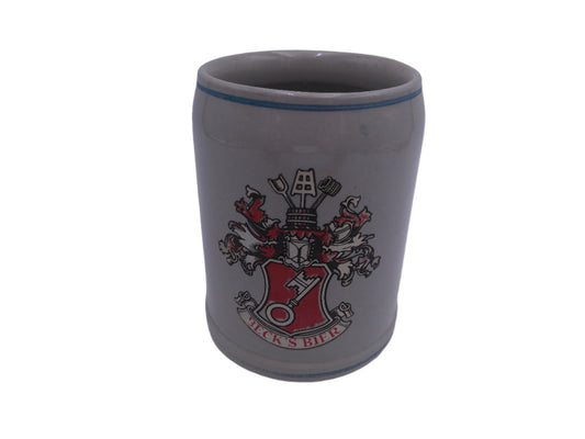 Beer Stein Beck's Bier Western Germany gray beer mug cobalt blue trim around base