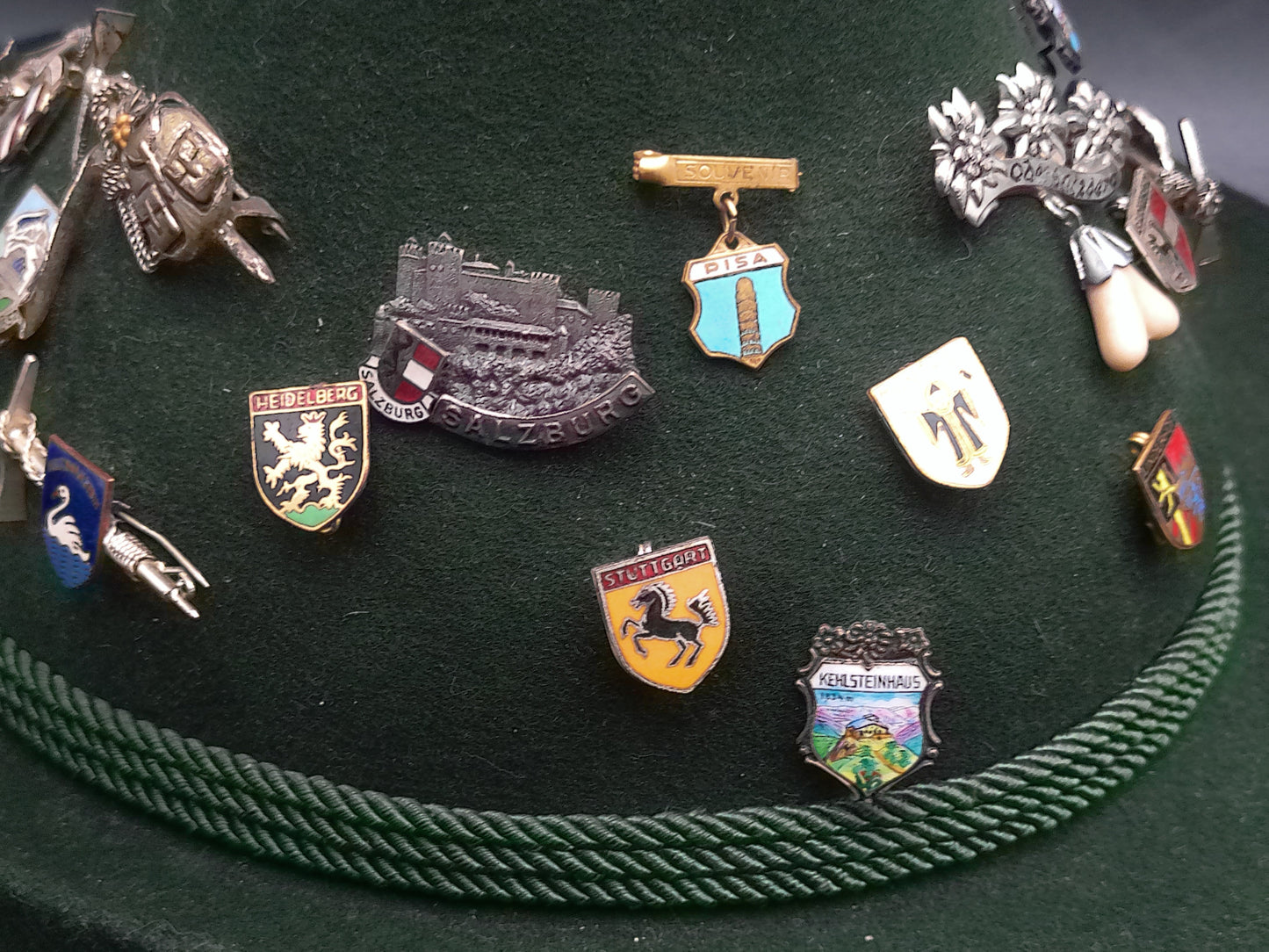 Austria German Hat with Many Decorative Pins Orginal Dreher Mayer Hut Bavarian Hat