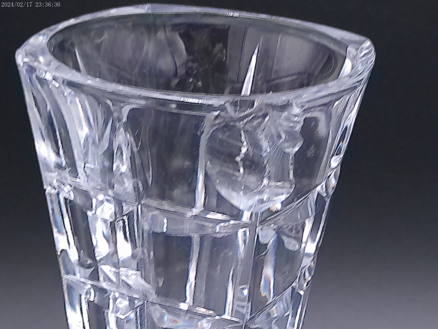 SQUARE Blown Crystal Glass footed  Cubed Flower bud vase