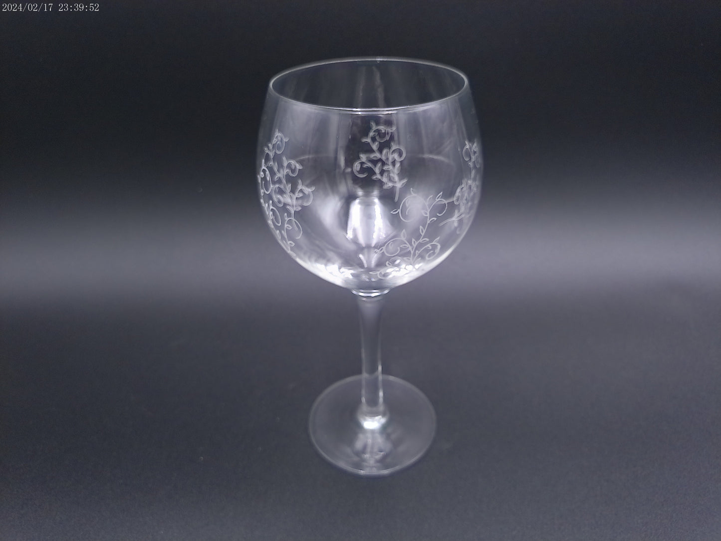 Crystal Brandy Wine Glass flower design