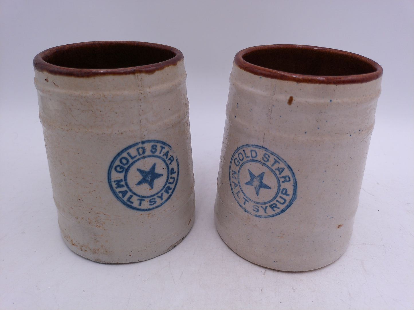 Beer Stein Set of 2 Gold Star Malt Syrup Vintage 1920's