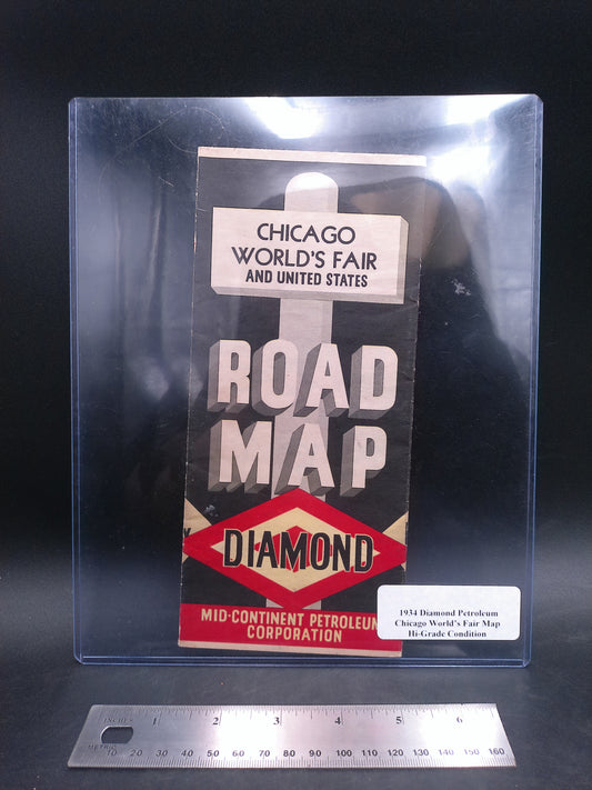 Diamond Petroleum Motor Oil 1934 Chicago's World Fair  Map Brochure