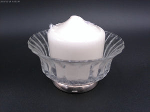 Small Glass Crystal  Bowl or candle holder  with silver stand