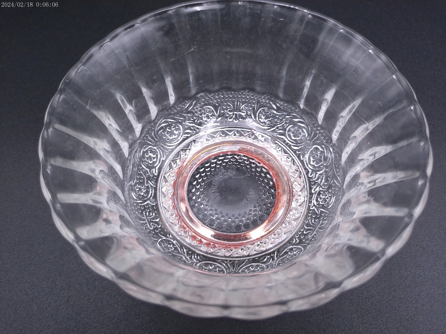 Small Glass Crystal  Bowl or candle holder  with silver stand