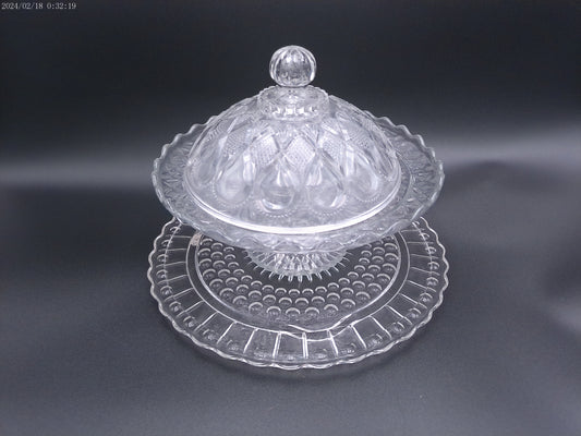 Glass Cut Crystal Dish and Cover