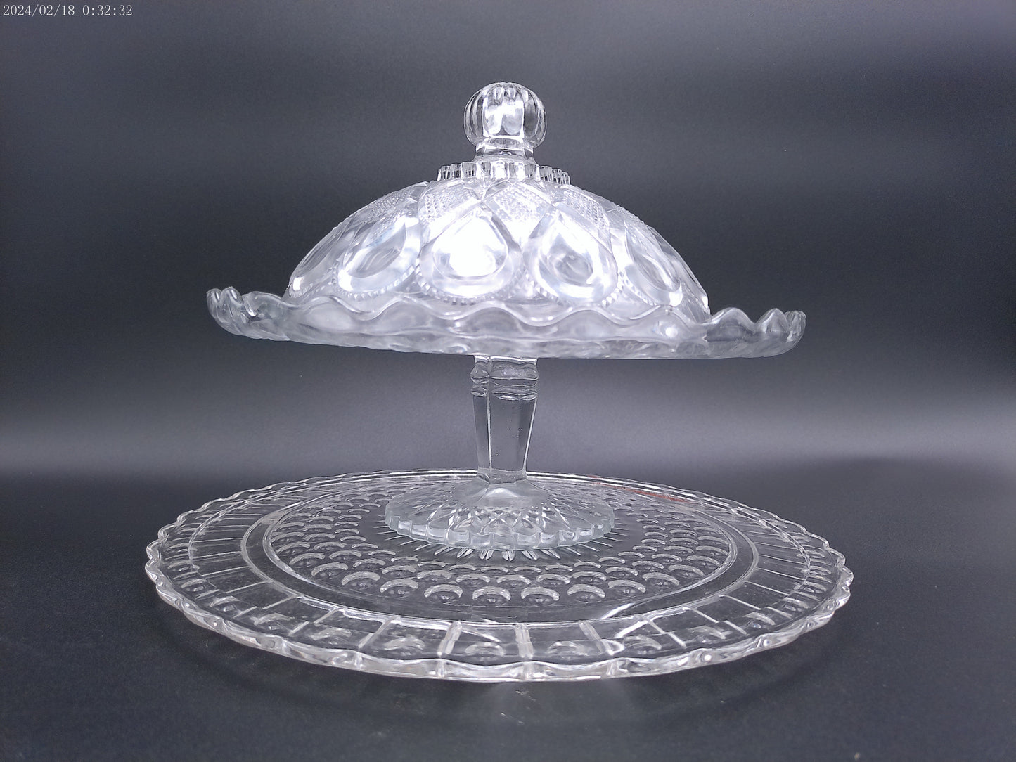 Glass Cut Crystal Dish and Cover