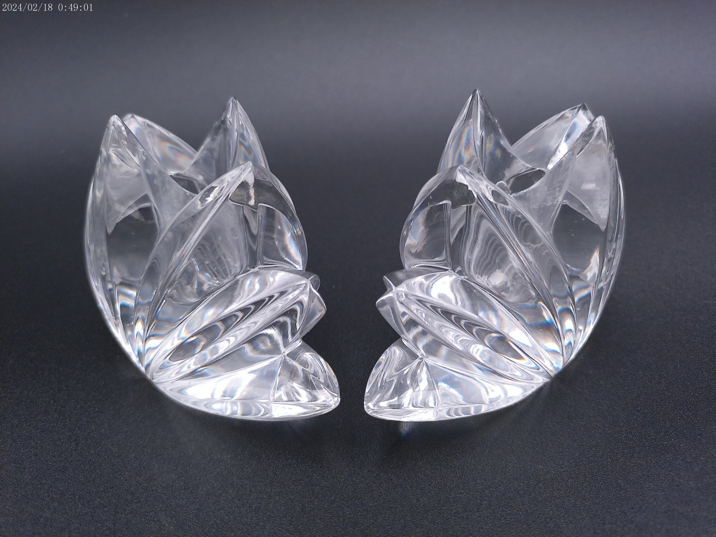 Mikasa Fleurisse Lead Crystal Taper Candle Holder pair of them