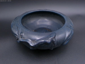 Peters & Reed PERECO Vines Art Pottery Blue Matte Slip Decorated Bowl