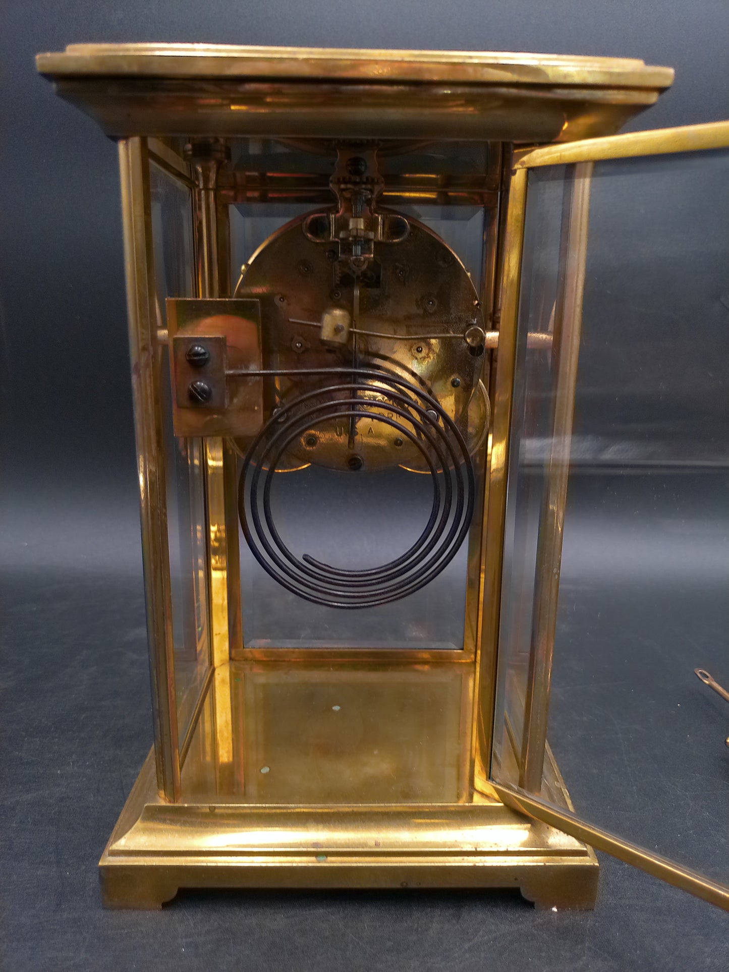 Ansonia Clock  Crystal Regulator Brass Mantle Clock Vintage #2
