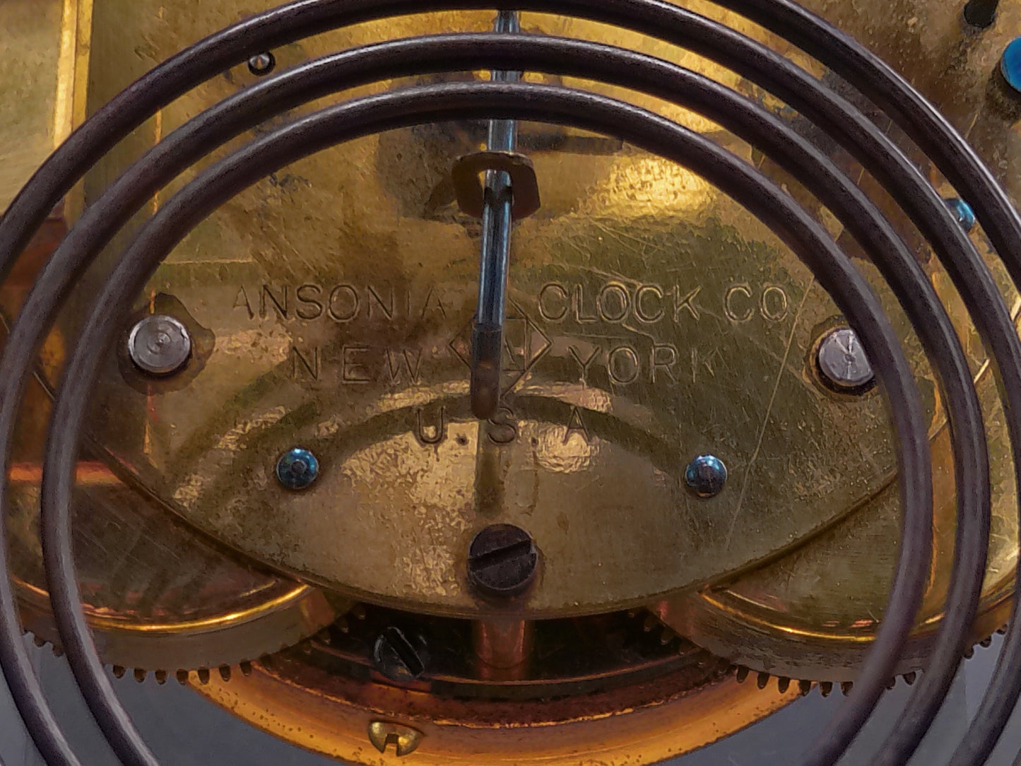 Ansonia Clock  Crystal Regulator Brass Mantle Clock Vintage #2