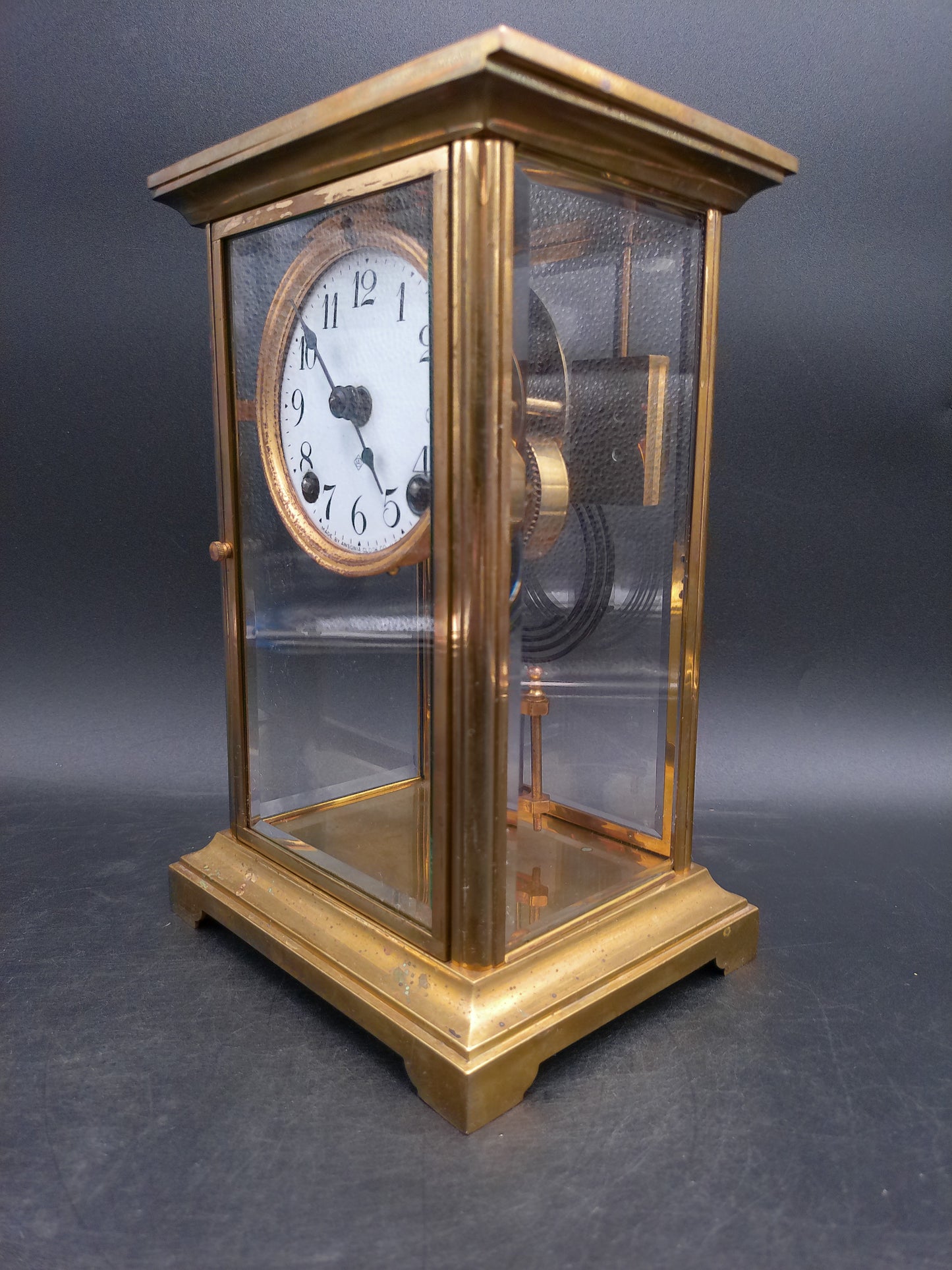Ansonia Clock  Crystal Regulator Brass Mantle Clock Vintage #2