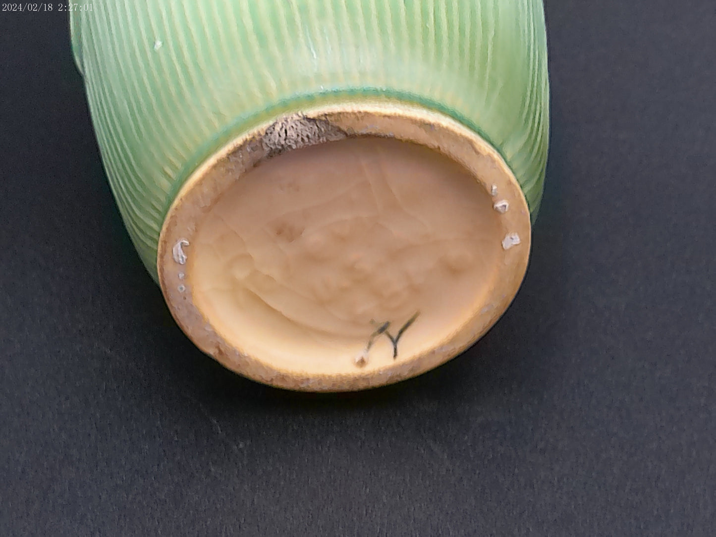 Roseville Pottery Green Gardenia Handled Vase Vintage