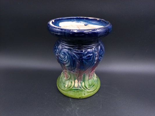 Vase  Blue & Green Glazed Ceramic  Vase Decorative Design Vintage