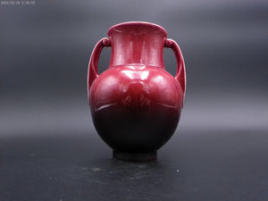 Roseville jug vase red rose color signed and marked