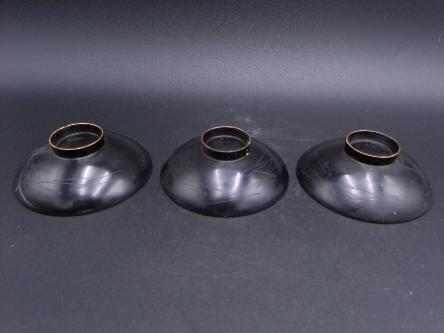 Japanese Lacquered Plates lot of 3 late 1890's