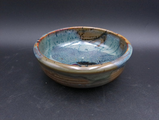 Bowl single blue red brown bowl Vintage