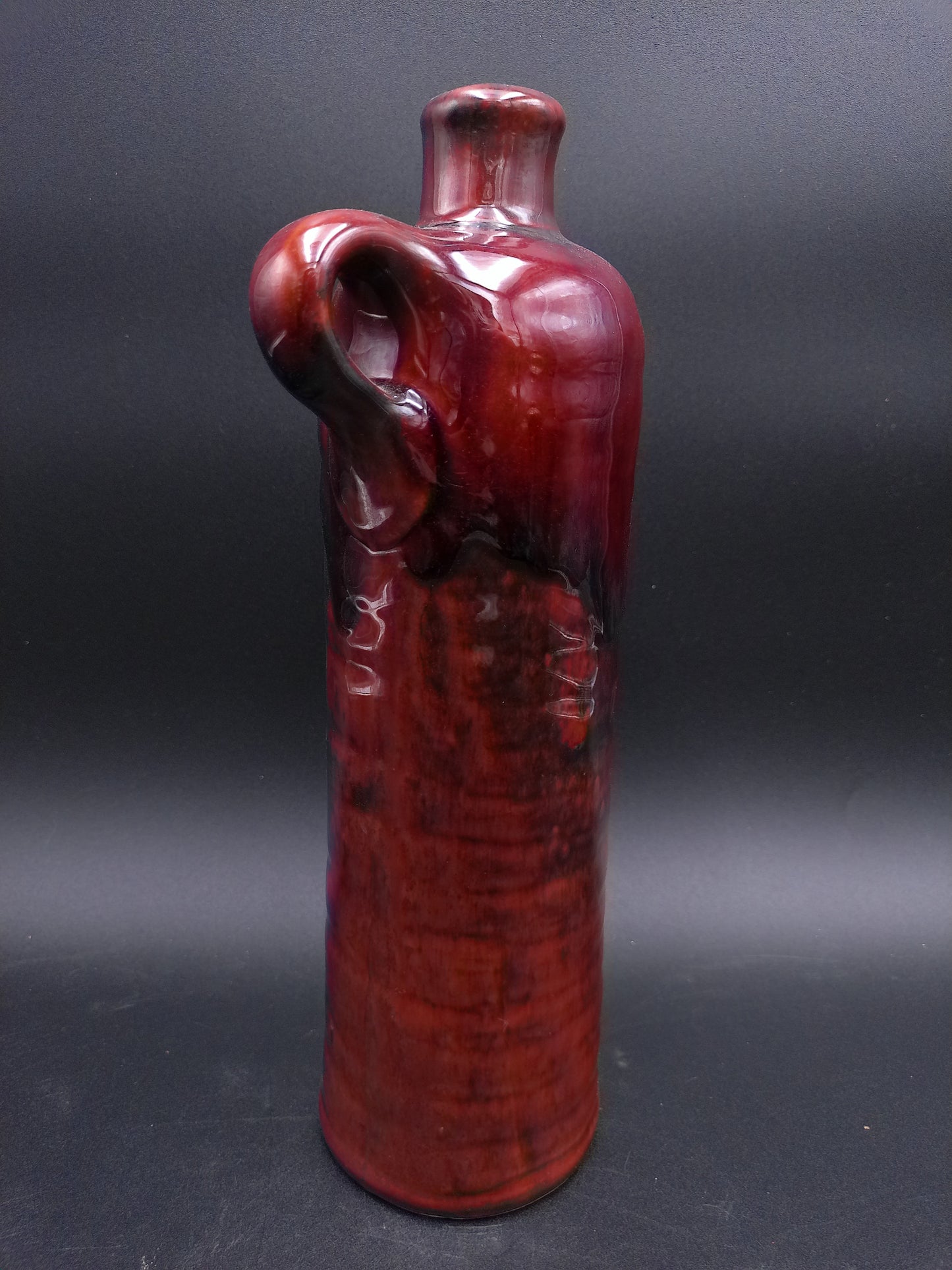 Decorative Stoneware Bottle Jug redish colored finished