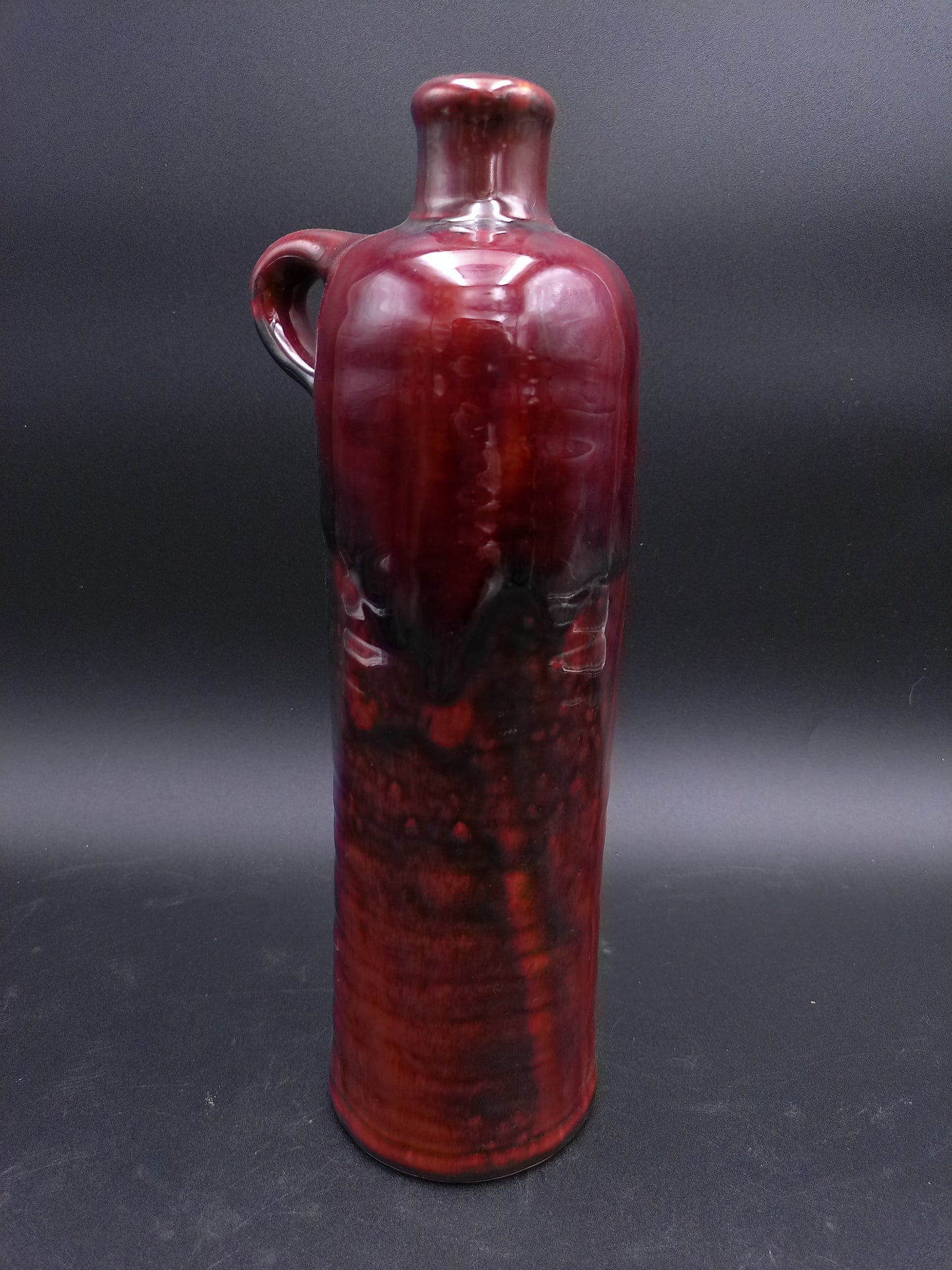 Decorative Stoneware Bottle Jug redish colored finished