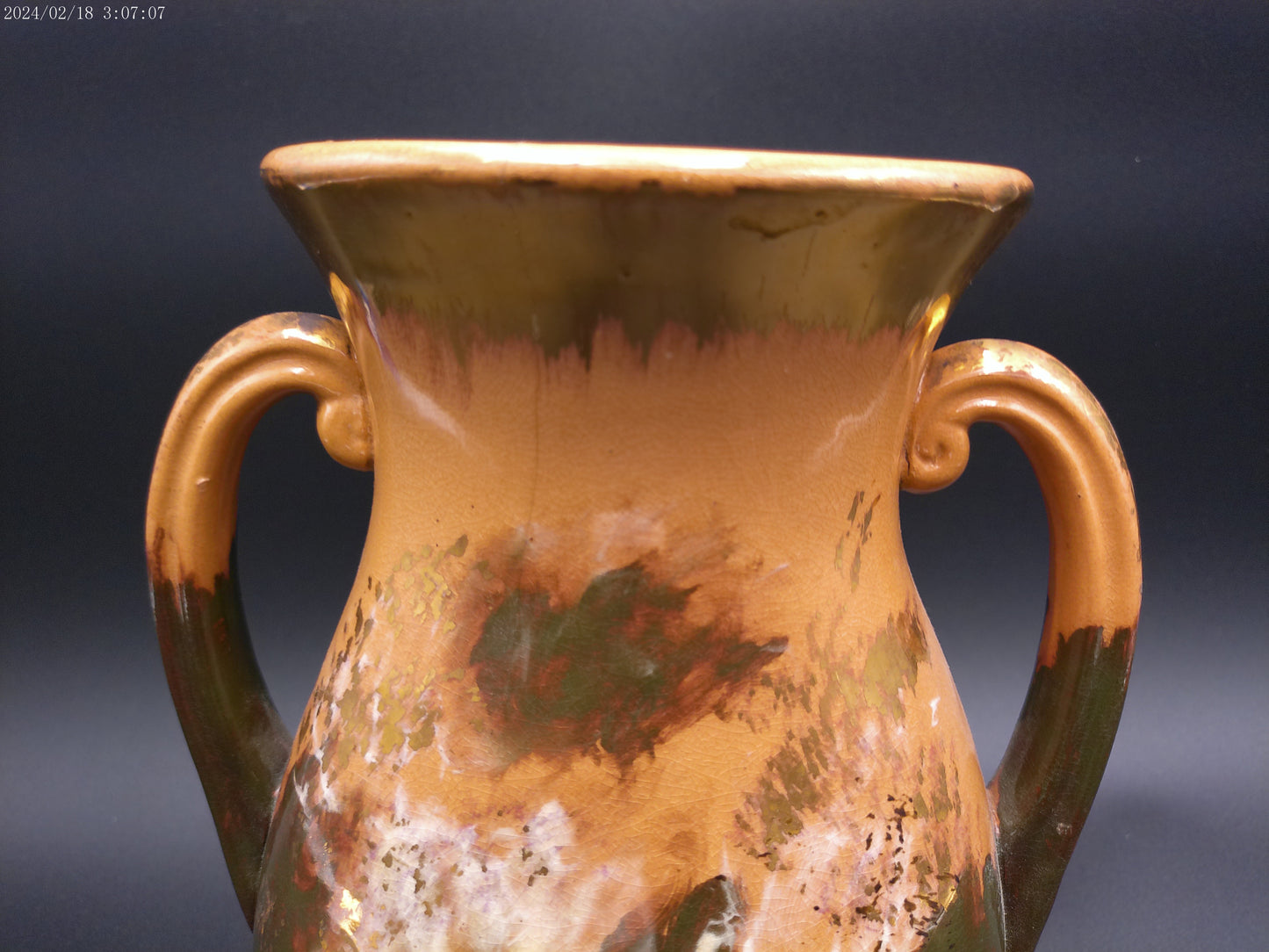 Rookwood scenic vase Signed MLN. Hairlined rim Very Rare