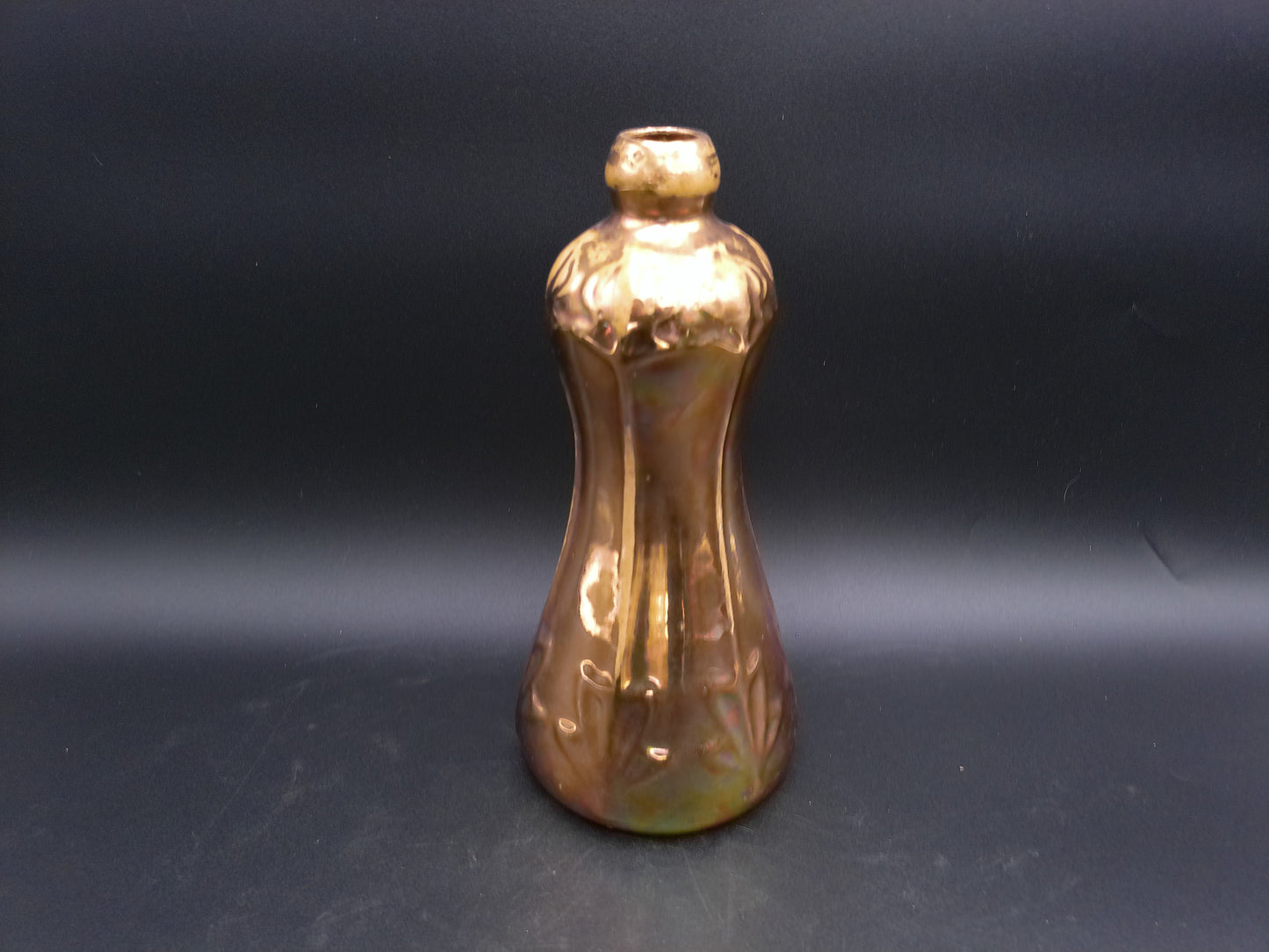 1900s Vintage Art Nouveau Zanesville Ohio Pottery Gold plated Vase no. 668