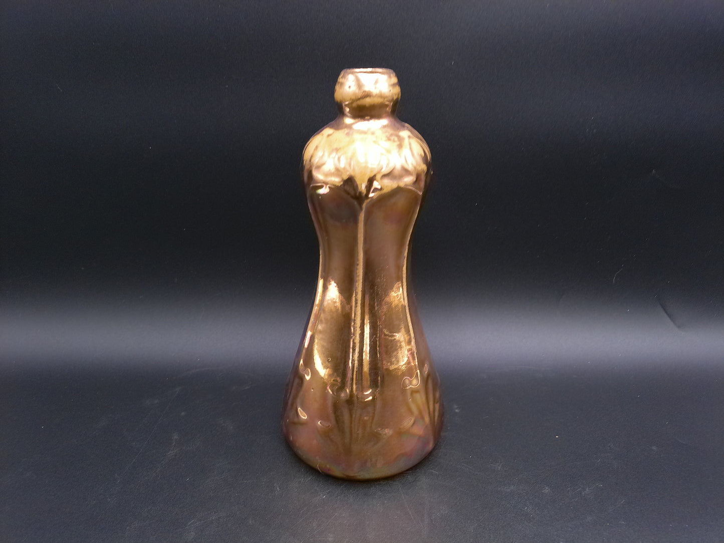 1900s Vintage Art Nouveau Zanesville Ohio Pottery Gold plated Vase no. 668